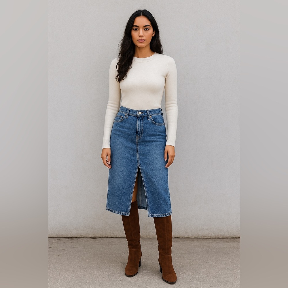 Aritzia Denim Forum Blue Jeans The 90’s Hale Skirt Size 29